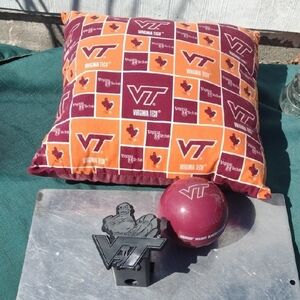 Virginia Tech Team Pillow - Orange& Maroon+Tow Hitch Cover+Hokies Magic Ball